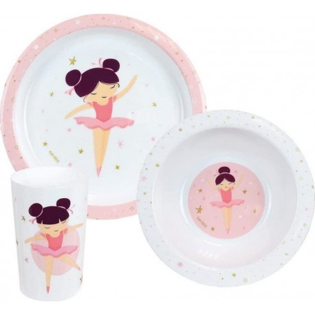 NC Ballerine Ensemble Repas (assiette, Bol, Verre)