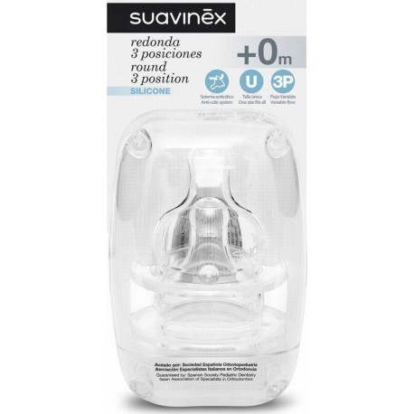 Silicone Tétine Suavinex + 0 Mois 3 Positions 2 Unités (2 Unités)