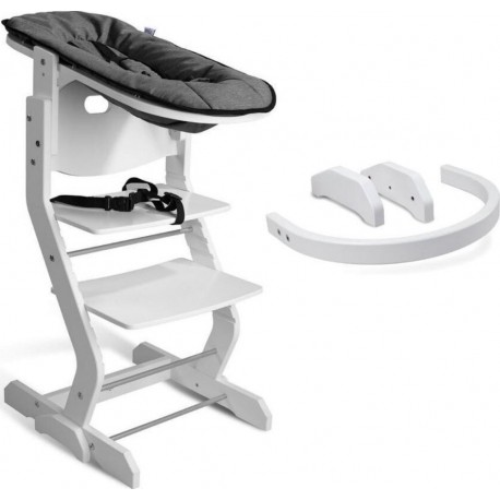 Chaise Haute Avec Attache Bébé Et Barreau De Securité Blanc