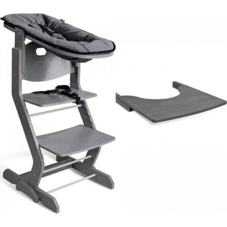 NC Chaise Haute Avec Attache Bébé Et Plateau Gris