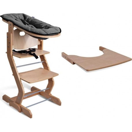 NC Chaise Haute Avec Attache Bébé Et Plateau En Bois Naturel