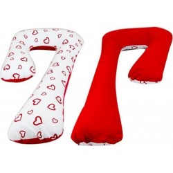 Coussin D'accouchement Pre/post Natal Coeurs Rouges Sur Fond Blanc Rouge