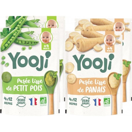 NC Lot X4 Petit Pois & Panais Bio 16 Repas Dès 4 Mois 4 X 480g les 4 sachets de 1920g