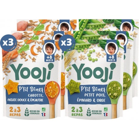 NC Lot X6 P'tit Dîner Carotte & Petit Pois Dès 8 Mois 6x300g les 6 sachets de 1800g