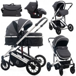 NC Bebelissimo Poussette Combinée Trio 3 En 1 Siège Auto 0m – Landau – Jusqu’à 22Kg – Victoire I-size Gray