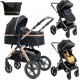 NC Bebelissimo Poussette Transformable Combinée Convertible 2 En 1 Poids 0-22Kg Nya Gold