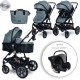 Lorelli Poussette Combinée Trio 3 En 1 Siège Auto 0m – Nacelle – Dès La Naissance – Jusqu’à 15Kg – Lora Bleu