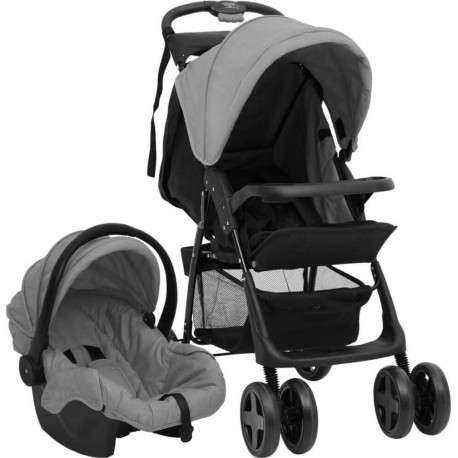 Clair Poussette Pour Bébé 3-en-1 Gris Et Noir Acier Vidaxl