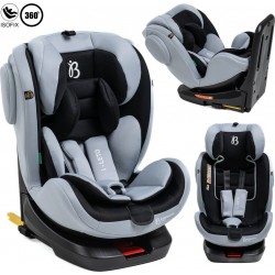 NC Bebelissimo Siège Auto Isofix Pivotant 360 ° 40-150cm 0-36Kg I-size Leto Gris/noir Protections Latérales