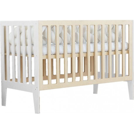 Lit Bébé Kippy 60 X 120 Blanc Et Naturel