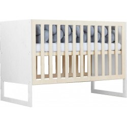 Lit Bébé Chruppy 60 X 120 Cm Blanc Et Naturel