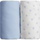 NC Babycalin Lot De 2 Draps Housse Jersey Coton Impression Étoile Bleu 70 X 140 Cm