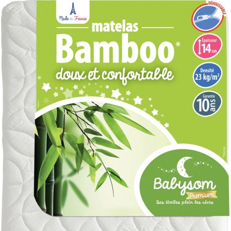 NC Babysom Matelas Bébé Bamboo 70x140 Cm | Épaisseur 14 Cm | Fabrication Française