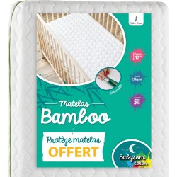 NC Babysom Matelas Bébé Bamboo 70x140 Cm | + 1 Protège Matelas | Fabrication Française