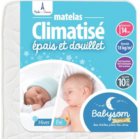 NC Babysom Matelas Bébé Climatisé 60x120 Cm | Épaisseur 14 Cm | Fabrication Française