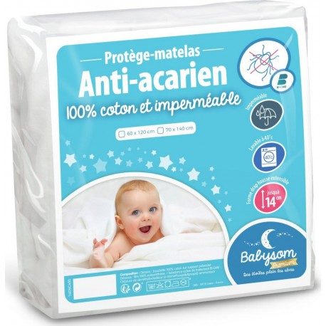 NC Babysom Protège Matelas Bébé Anti-acarien | 60x120 Cm| Alèse Imperméable