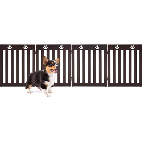 NC Costway Barrière De Sécurité En Bois Pour Chiens Avec Charnières Flexibles À 360° Et 4 Panneux Pou Escaliers,porte,60cm