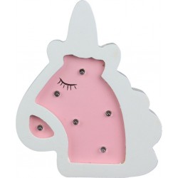 NC Lampe En Bois Enfant Licorne H. 13 Cm