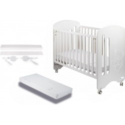 Lit Bébé Pour Matelas 60x120-lovely-blanc Avec Kit Cododo