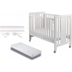 Lit Bébé Pour Matelas 60x120-monet-blanc Avec Kit Cododo