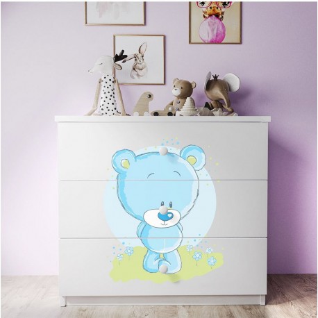 Commode 3 Tiroirs Babydream Ourson Bleu Blanc