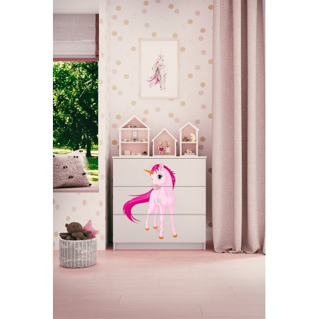 Commode 3 Tiroirs Babydream Licorne Blanc