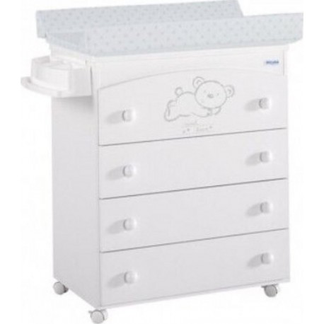 Commode À Langer Avec Baignoire B-970 Sweet Bear Blanc Etoiles Gris