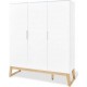 Armoire Bridge Grande Semi Poli Fin Mdf Uni Laqué Blanc Et Massif Frêne Laqué