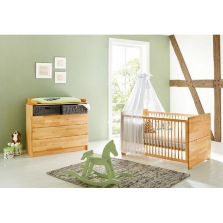 NC Ensemble Natura 2 Pièces Lit De Bébé Évolutif Commode À Langer Extra Large