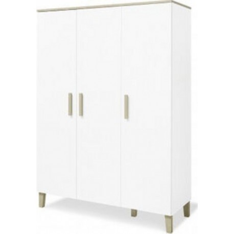 Armoire Lumi Grande 6 Étagères 3 Portes Blanc