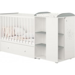 Polini Lit Combine Evolutif Teddy Blanc/gris De 60x120 Cm A 90x190cm