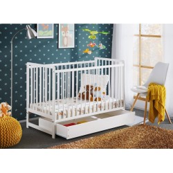 NC Lit Bébé Évolutif Avec Tiroir Et Matelas Collection Lutin Réglable En Hauteur. Colori