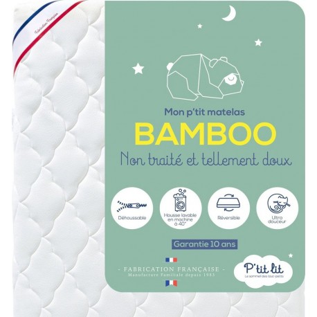 NC P'tit Lit Matelas Bébé Bamboo | 60x120 Cm | Viscose Douce Et Absorbante | Sans Trai