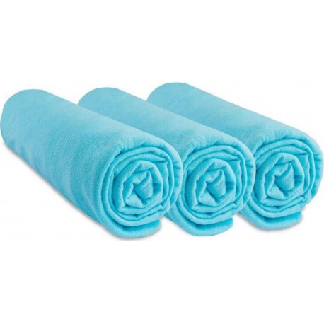 NC Lot De 3 Draps Housse Jersey 100% Coton 60x120 Cm Turquoise