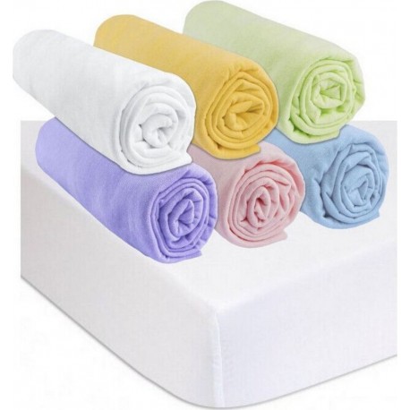 NC Drap Housse 70x140 Bébé Coton (lot De 6) + 2 Protèges Matelas