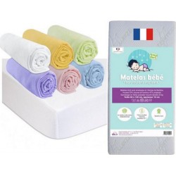 NC Drap Housse 60x120 Bébé (lot De 6) + 2 Protèges Matelas