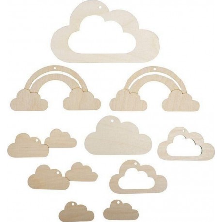 NC 10 Pendentifs En Bois Pour Mobile Petit Nuage