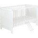 Lit Bébé 70x140 Hetre Massif Laqué Blanc Nordic WhiteL 145 X H 85 X P 77 Cm