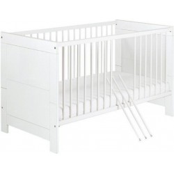 Lit Bébé 70x140 Hetre Massif Laqué Blanc Nordic WhiteL 145 X H 85 X P 77 Cm