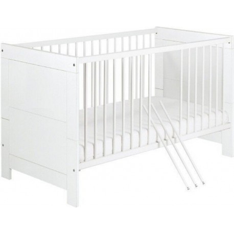 Lit Bébé 70x140 Hetre Massif Laqué Blanc Nordic WhiteL 145 X H 85 X P 77 Cm