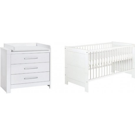 NC Lit Enfant À Barreaux Et Commode À Langer Nordic White