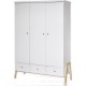 Armoire Bébé 3 Portes Laqué Blanc Et Pieds Hêtre Holly NatureL 127 X H 192 X P