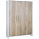 Clair Armoire Bébé 3 Portes Bois Blanc Et Chêne Eco PlusL 126 X H 181 X P 53 Cm