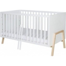 Clair Lit Bébé 70x140 Cm Hêtre Massif Et Blanc Holly NatureL 150 X H 86 X P 77 Cm