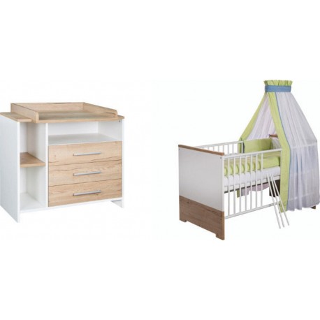 Ensemble Lit Commode Langer Enfant Eco Plus Blanc