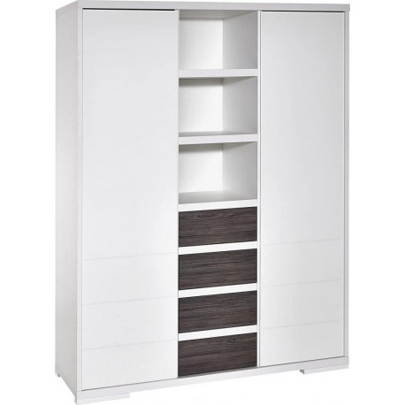 Armoire Bébé 2 Portes 4 Tiroirs Laqué Blanc Et Gris Maxx FleetwoodL 139 X H 191 X