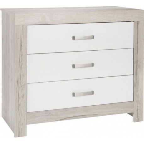 Commode Avec Plan À Langer 3 Tiroirs Bois Blanc Et Gris Nordic HalifaxL 109 X H 100