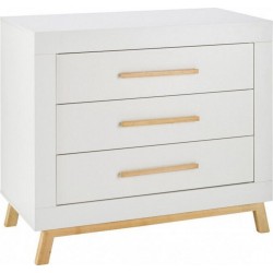 Commode Avec Plan À Langer 3 Tiroirs Bois Blanc Et Pieds Hêtre MiamiL 109 X H 101