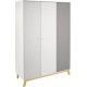 Clair Armoire Bébé 3 Portes Bois Gris Et Pieds Hêtre VegasL 135 X H 194 X P 53 Cm