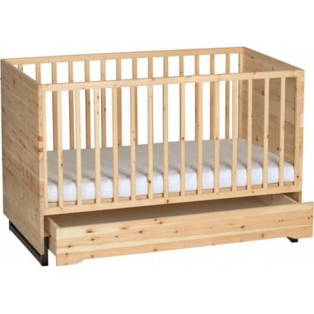 Clair Lit Bébé 70x140 Cm Pin Massif Et Pieds Laqué Noir ZirbenholzL 144 X H 90 X